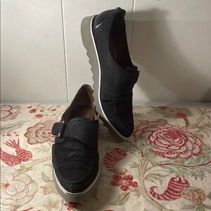 Donald J Pliner Brylee Black Animal Hair Slip-On Side Cut Out Buckle Shoes
